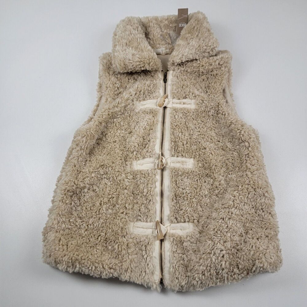 BKE Faux Fur Open Front Vest Size Small Full Zip Zipper Thick!‎ Warm Winter